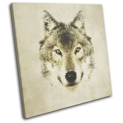 Geometric Abstract Wolf Animals SINGLE CANVAS WALL ART Picture Print