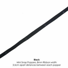 Slim Snap Popper Tape Ribbon,Small Mini Press Studs White or Black,Neotrims UK  