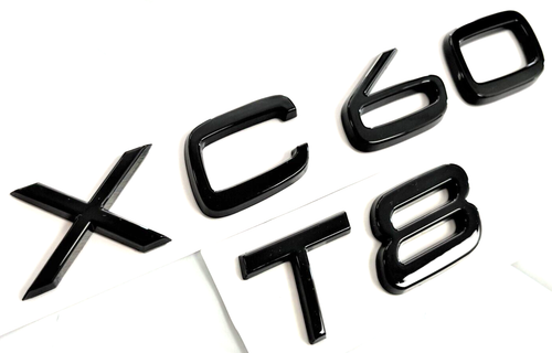 BLACK XC60 + T8 FOR VOLVO XC60 REAR TRUNK NAMEPLATE EMBLEM BADGE LETTERS NUMBER