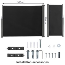 Image of Retractable Deck Side Awning Screen Fence Privacy Screen Canopy Garden Sunshade