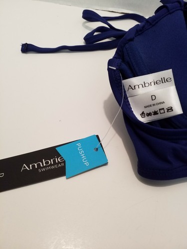 Traje de baño Ambrielle para mujer Bikini push up top con malla frontal color azul marino D nuevo con etiquetas $49 - Imagen 9 de 12