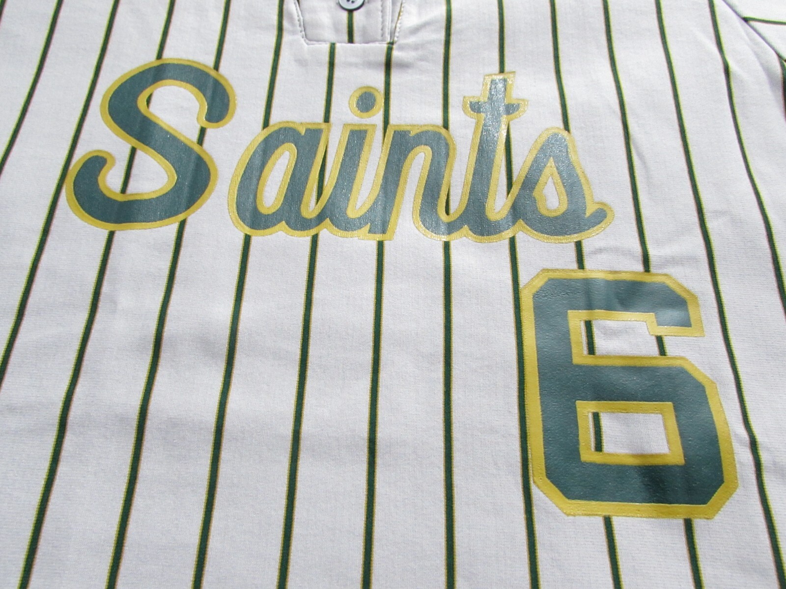 VTG SAINTS Ripon Baseball XL Jersey Mens 6 Pinstripe Button Up Athletic USA