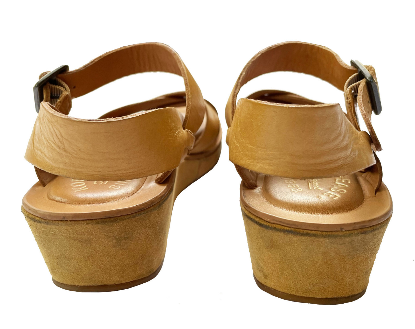 KORKEASE Myrna Classic Soft Tan Leather Cork Wedge Sandals Women's Size 8 eBay
