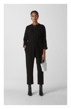 WHISTLES Black V-Neck Zip Front Belted Crop Ankle Pant Jumpsuit 4US  8UK  S