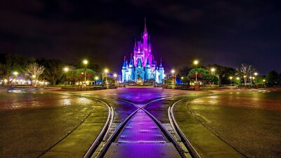 Disney Land Prinzessin Feen Paris Schloss Nacht Wandansicht Aufkleber Wandbild Kunst 230a