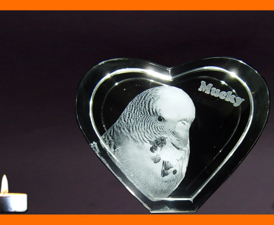 Herz Klein Glas 3D Laser Gravur Geschenkidee zum Geburtstag zu Weihnachten Liebe - Bild 3 von 4