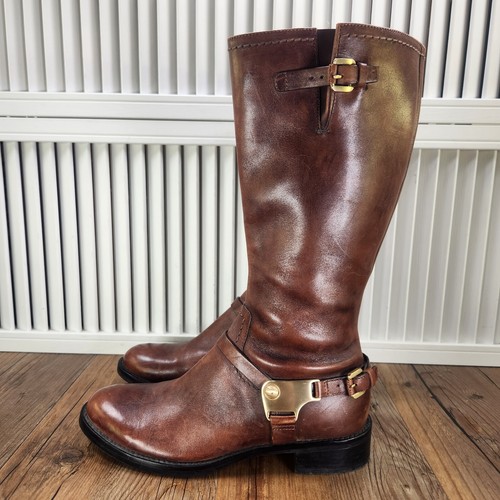 Ecco Hobart Harness Womens Sz 6/6.5 EU 37 Brown Leather Flair Calf Riding Boots - Picture 4 of 14