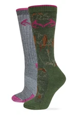 Realtree Ladies Camo Merino Wool Blend ElimiShield Boot Socks 2 Pair Pack