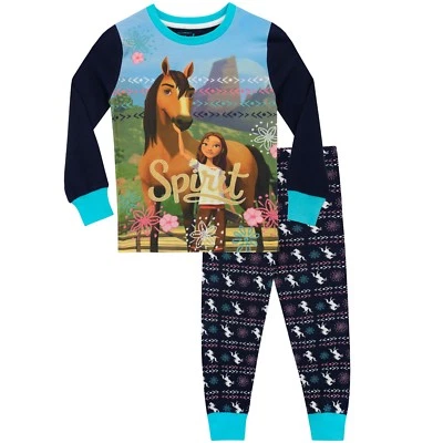 DREAMWORKS Spirit Riding Free Lucky PJs Kids Girls 2 3 4 5 6 7 8 9 10 Years Pyjamas Blue