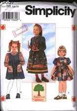 0637 Vintage Simplicity Sewing Pattern Girls Jumper Blouse UNCUT 5-8 Appletree