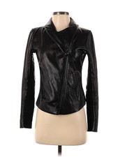 Nordstrom Signature Women Black Leather Jacket Xs