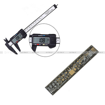 LCD Electronic Carbon Fiber Vernier Caliper+PCB Ruler for Electronic Engineers