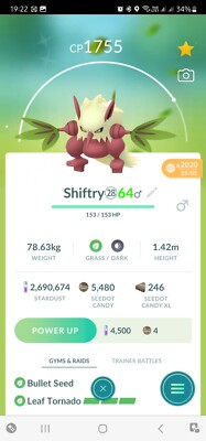 Shiny Shiftry Legacy ( Bullet Seed ) Pokemon Tr@de Go | eBay
