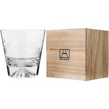 Tajima Glass Edo Glass Mt Fuji Rock Glass in Wooden Box Made in Japan