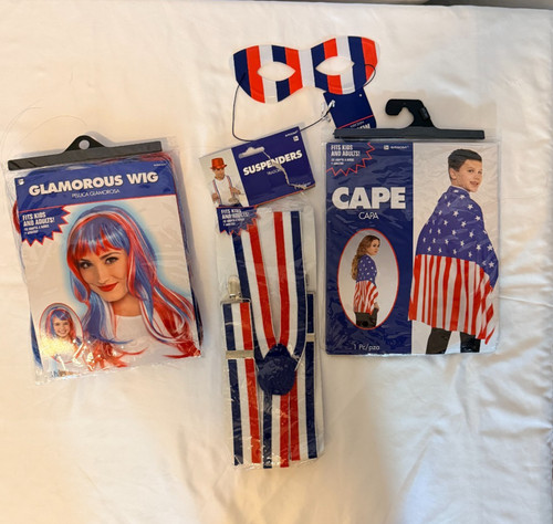 American Flag Costume Lot/Patriotic 4th of July fits Kids and Adults (S)