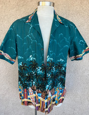 Vintage RJC Hawaiian Surfing Surfboard Ocean Shirt Made In Hawaii, USA Men's XL