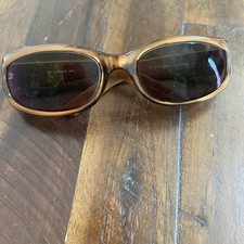 VTG Lauren Hutton REM Sunglasses LS80PL Brown Wrap Rectangular 120