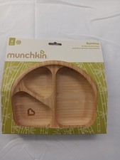 New Munchkin Bamboo Divided Suction Plate Child Infant 6 month Kid Food Dish