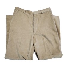 Vintage Lands End Men's Size 34x28 Corduroy Flat Front Brown Pants Made in USA