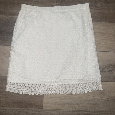 Loft Size 12 Lace Crochet Overlay Floral Pencil Skirt Lined