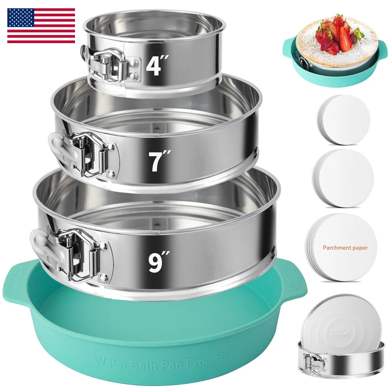 Oyaol 4 7 9 Inches Springform Pan Set Of 3-304 Stainless Steel Nonstick