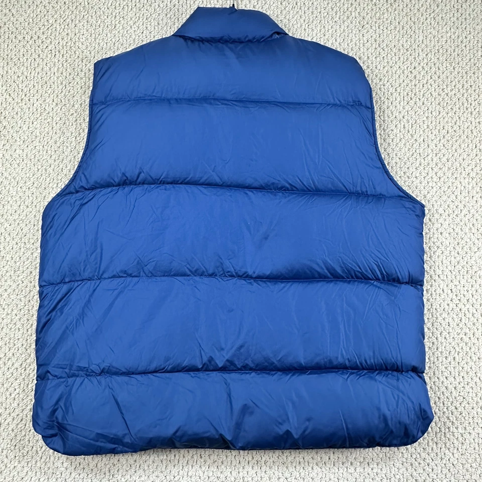 Vtg LL Bean Puffer Vest Men 2XL Tall Blue Goose Down Snap Quilted Packable Pouch - Image 2 of 4