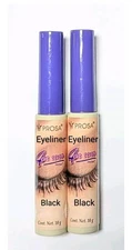 2 PACK! Prosa 4 en 1 Black Eye Liner 0.35 Oz Delineador Soft Brush Tip Eyeliner
