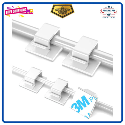 TidyHelper 100 PCS Adhesive Cable Clips White, Small & Large