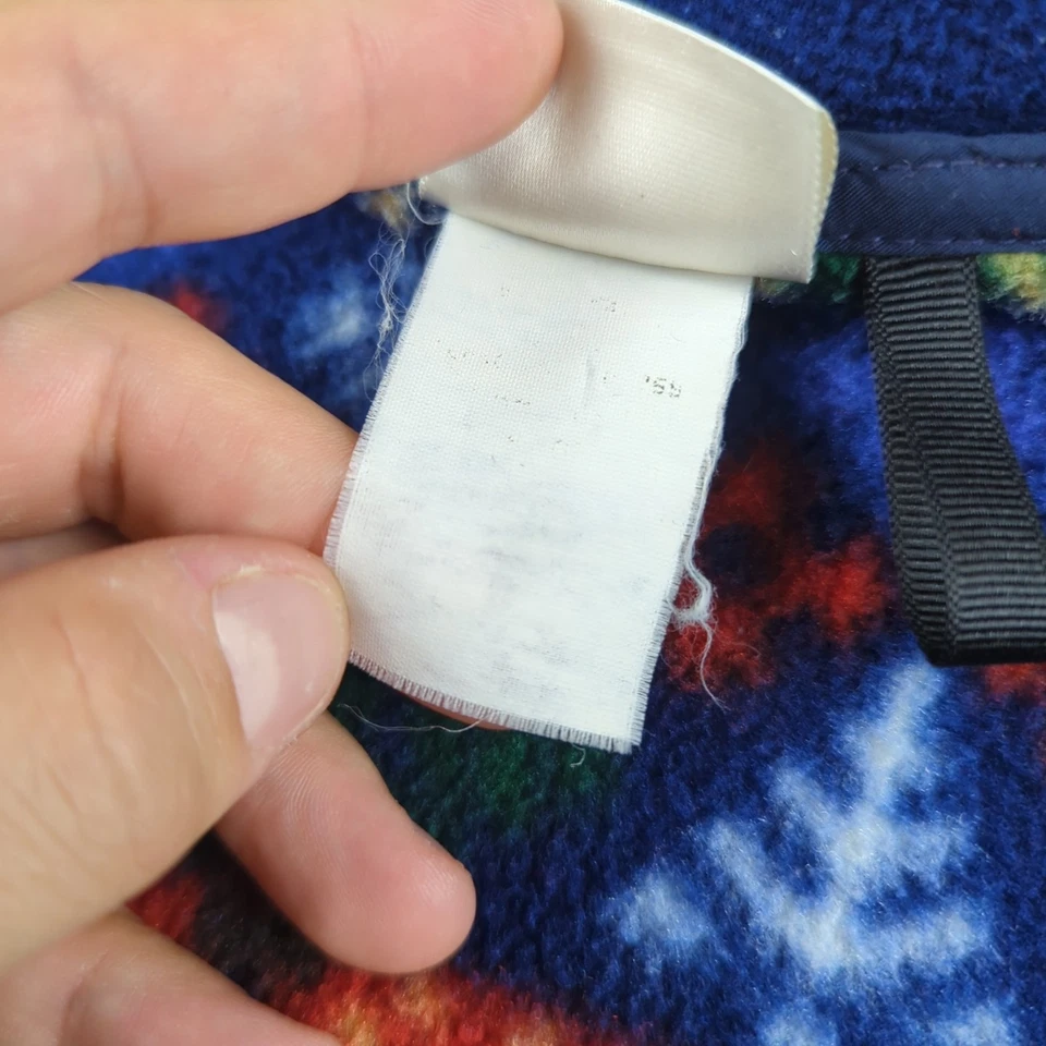 Vintage LL Bean Jacket Mens XL Blue AOP Fleece 1/4 Snap Christmas Peace on Earth - Image 4 of 4