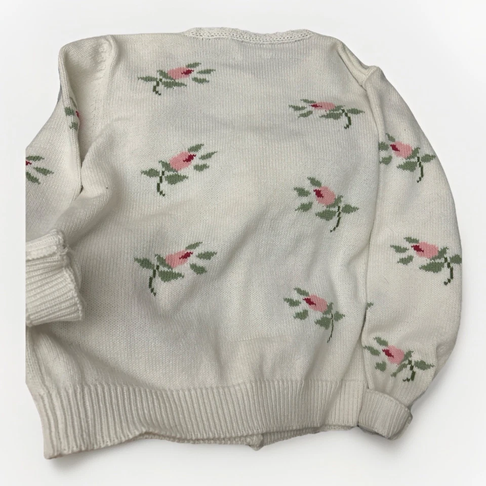 Suéter Components Susan Bristol bordado a mano pasteles 1988 talla M abuela Foto 3 de 4