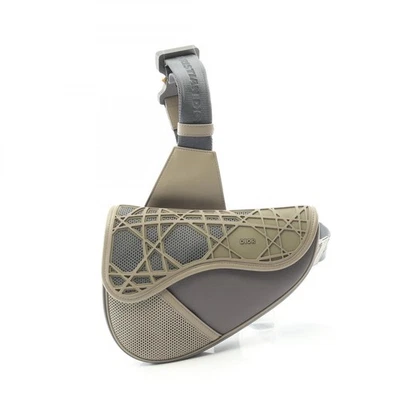 Sac bandoulière Christian Dior SADDLE taille nylon cuir caoutchouc gris beige... - Photo 1/4
