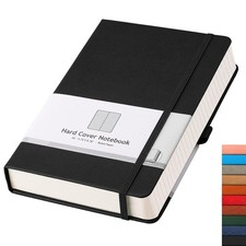 AHGXG Thick Journal Lined Notebook - 320 Numbered Pages for A5, Black