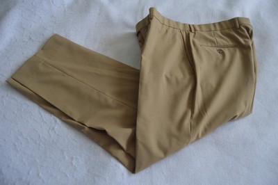 Hart Schaffner Marx Pants Men's 35x30 Beige Wool Blend Flat Front