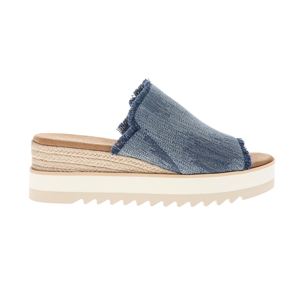 TOMS Diana Mule Platform Wedge Espadrille  Womens Blue Casual Sandals 10021954T-
