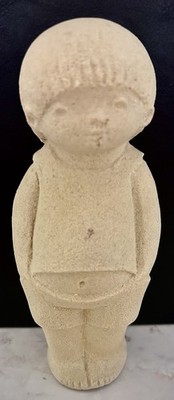 6  Sandstone Figurine Art Belgium Marbell Vintage Boy! MCM Style! RARE FIND!