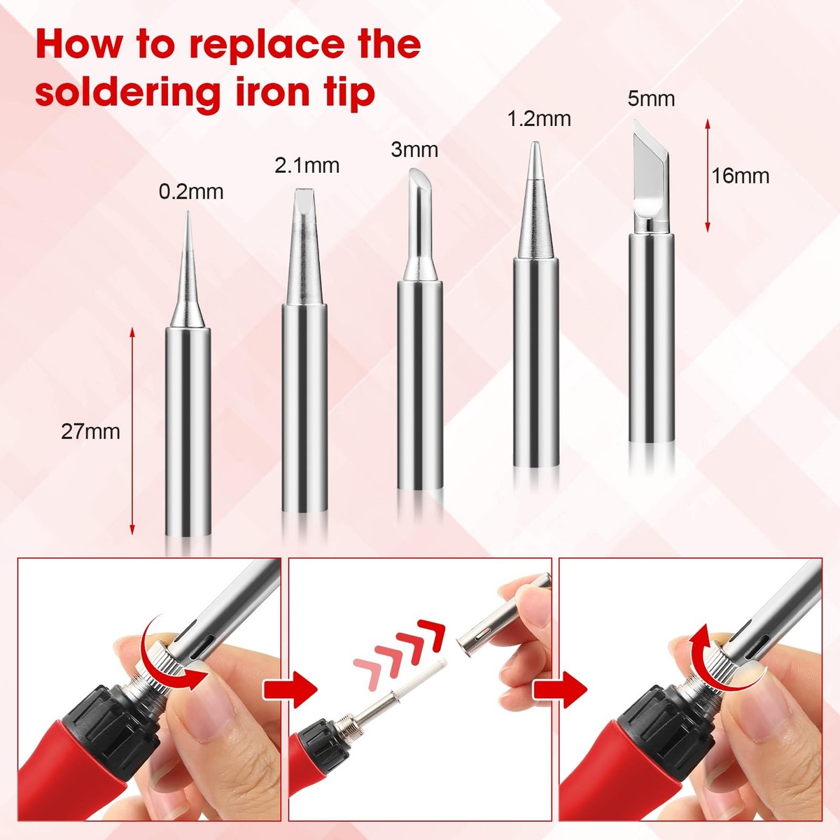 100W Soldering Iron With Ceramic Heating Element – Pencil-Style, Replaceable Tip, Built-In Power Switch, Heavy-Duty