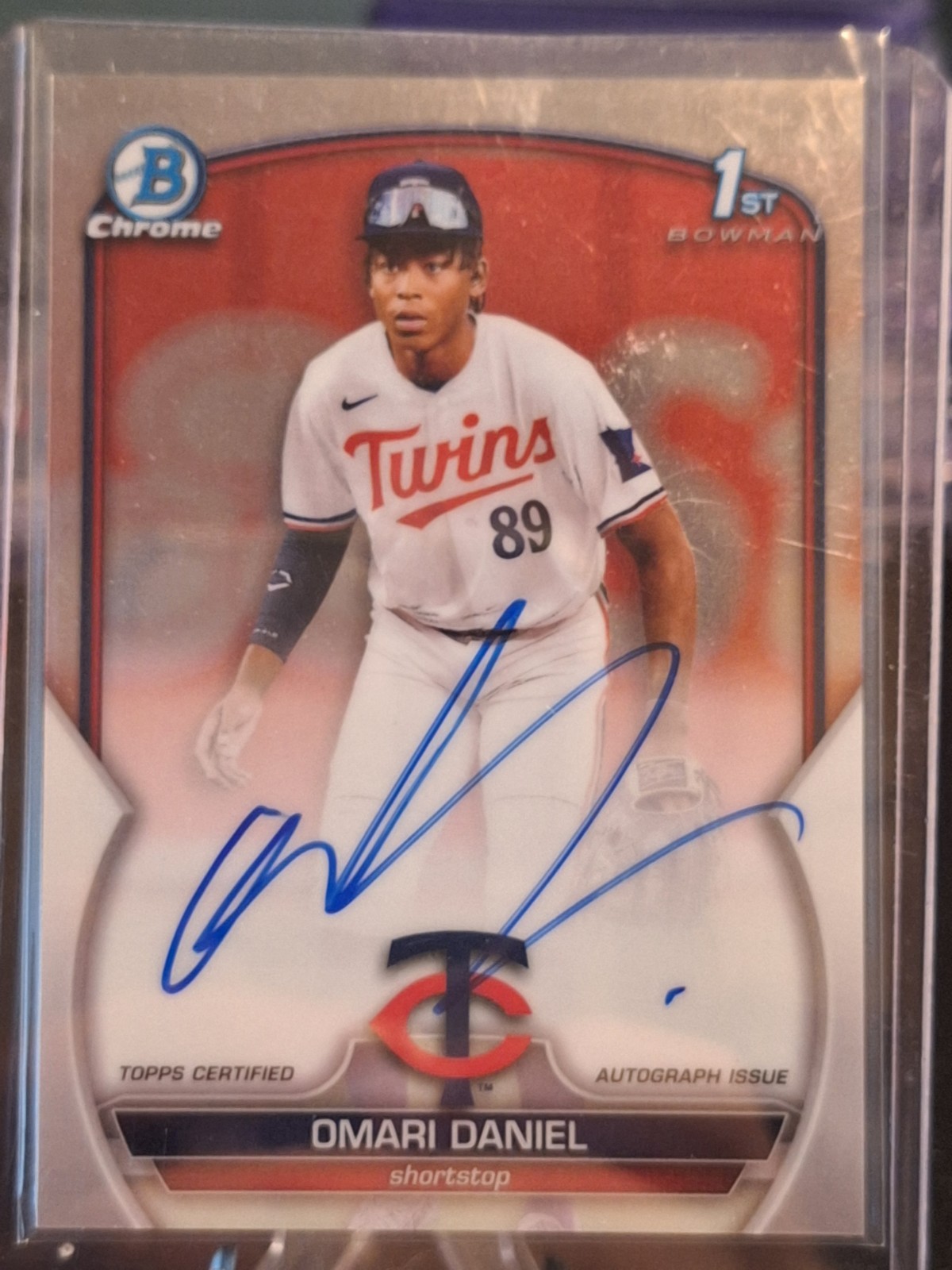OMARI DANIEL 2023 BOWMAN CHROME 1ST AUTOGRAPH BASEBALL TWINS AUTO