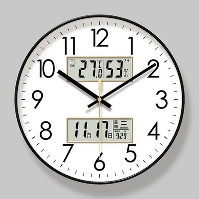 Digitale Wanduhr Temperatur Luftfeuchtigkeit Kalender leise Anzeige