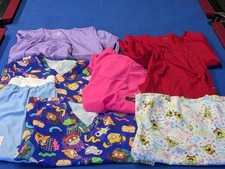 Women's Medical Scrub Tops And Pants Lot Size Medium Cartoon Nickelodeon Prints