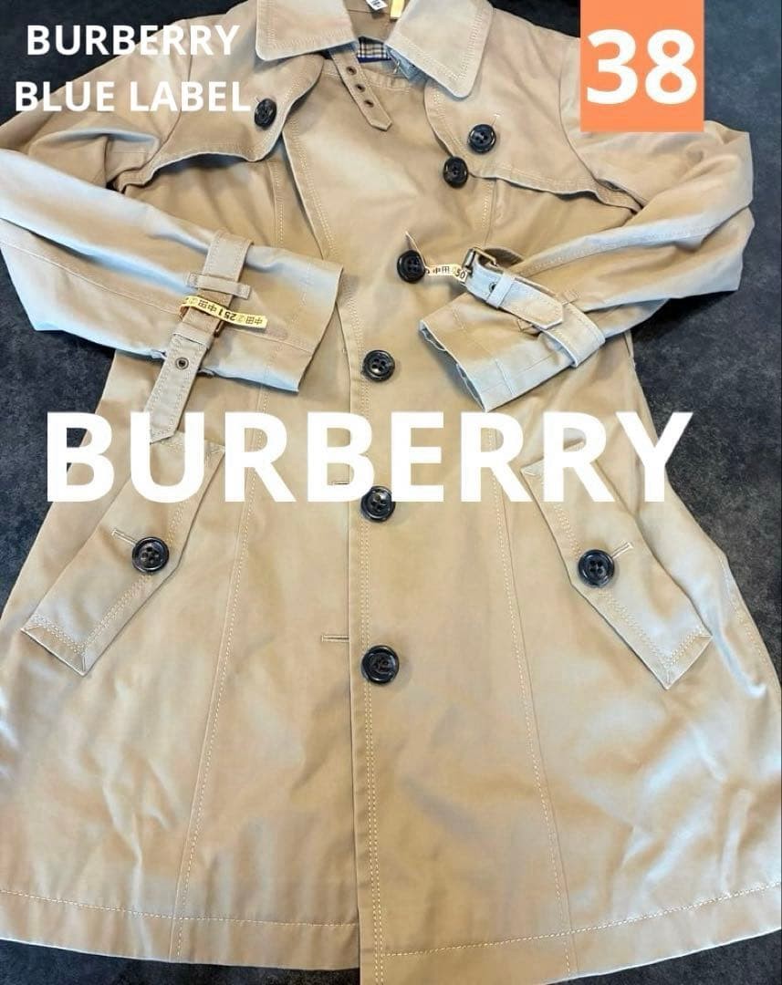 Burberry Blue Label Trench Coat Outerwear Beige Cotton Size 38 For Women