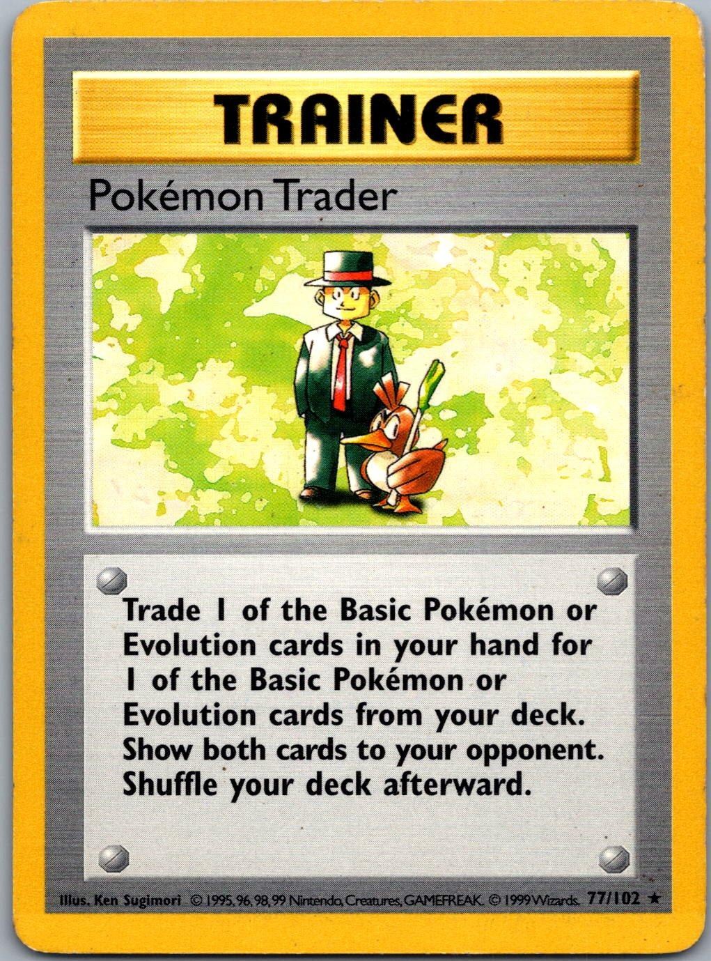 Pokemon Trader 77/102 Rare Base Set Shadowless Pokemon Unlimited MP