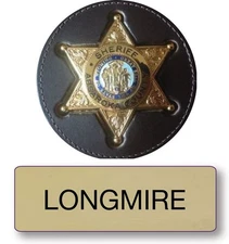 LONGMIRE PROP NAME BADGE & Deputy 3" PIN BACK BUTTON HALLOWEEN COSTUME PIN BACK