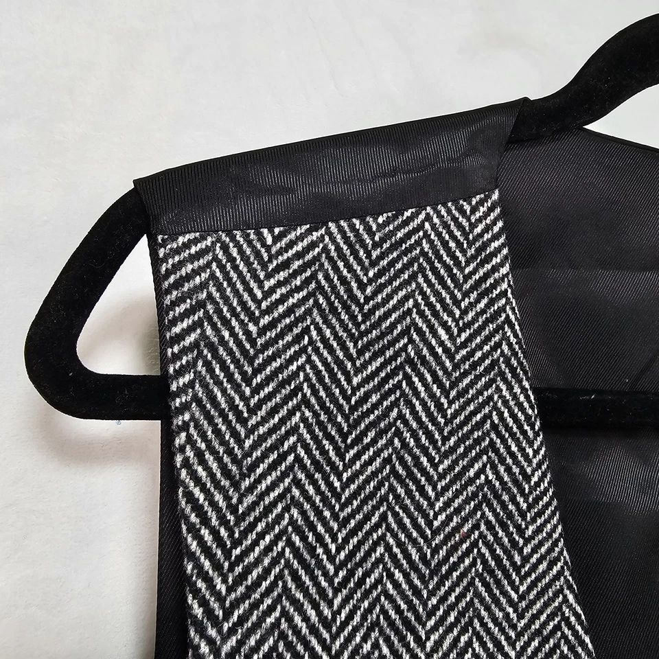 Waistcoat Dress Vest Mens L Grey Black Herringbone Wool Tweed Canada Adjustable - Image 4 of 4