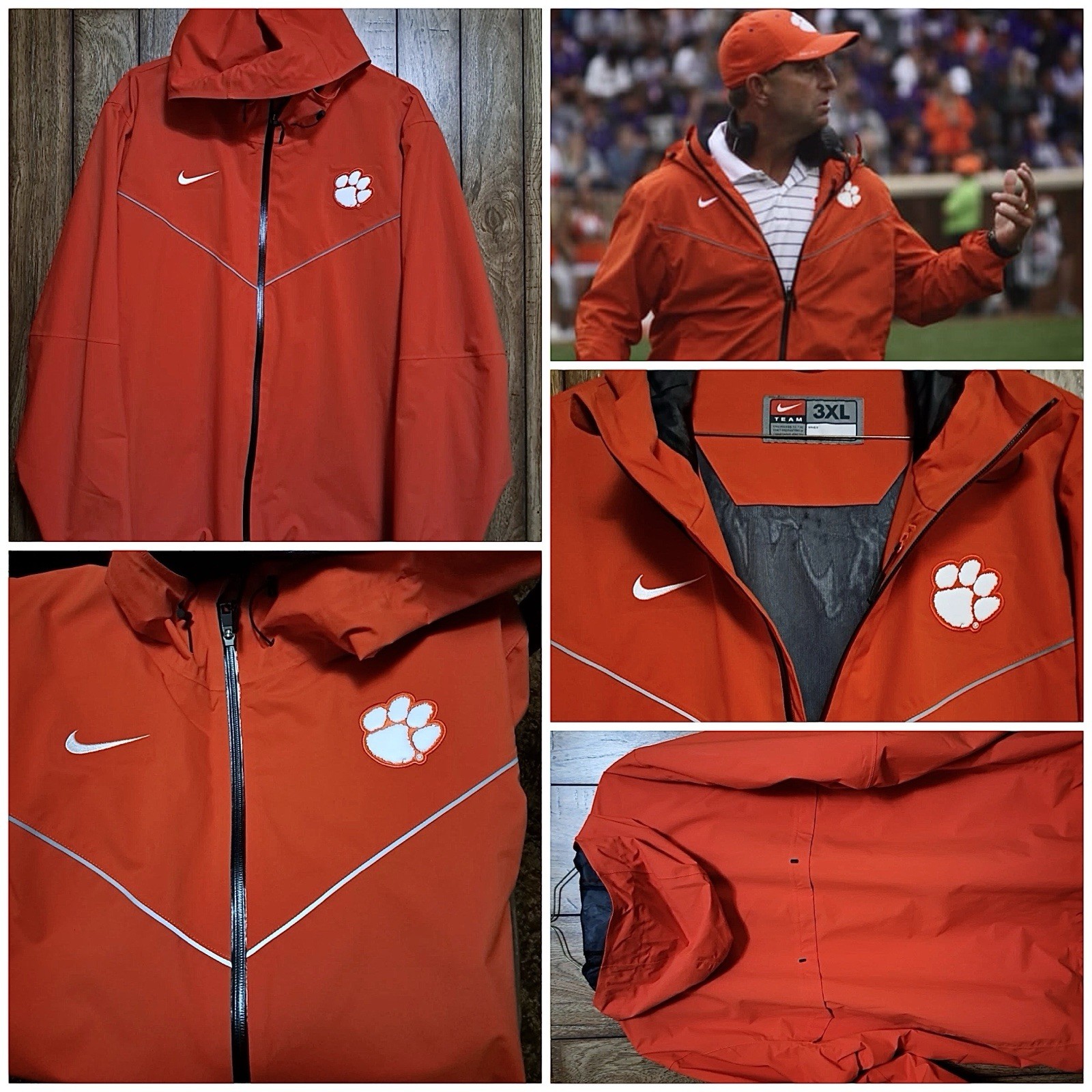 SACAI X NIKE giacca giocatore allenatori clemson tigers nike squadra emessa calcio tempesta fit 3xl