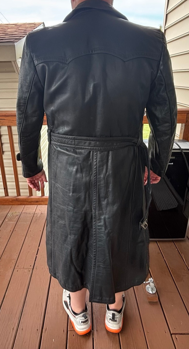 1958 German Leather Coat BWS Lederbekleidung Full Length Size 50
