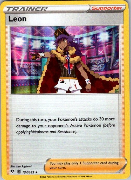 Leon 154/185 Holo Rare Vivid Voltage Pokemon Near Mint