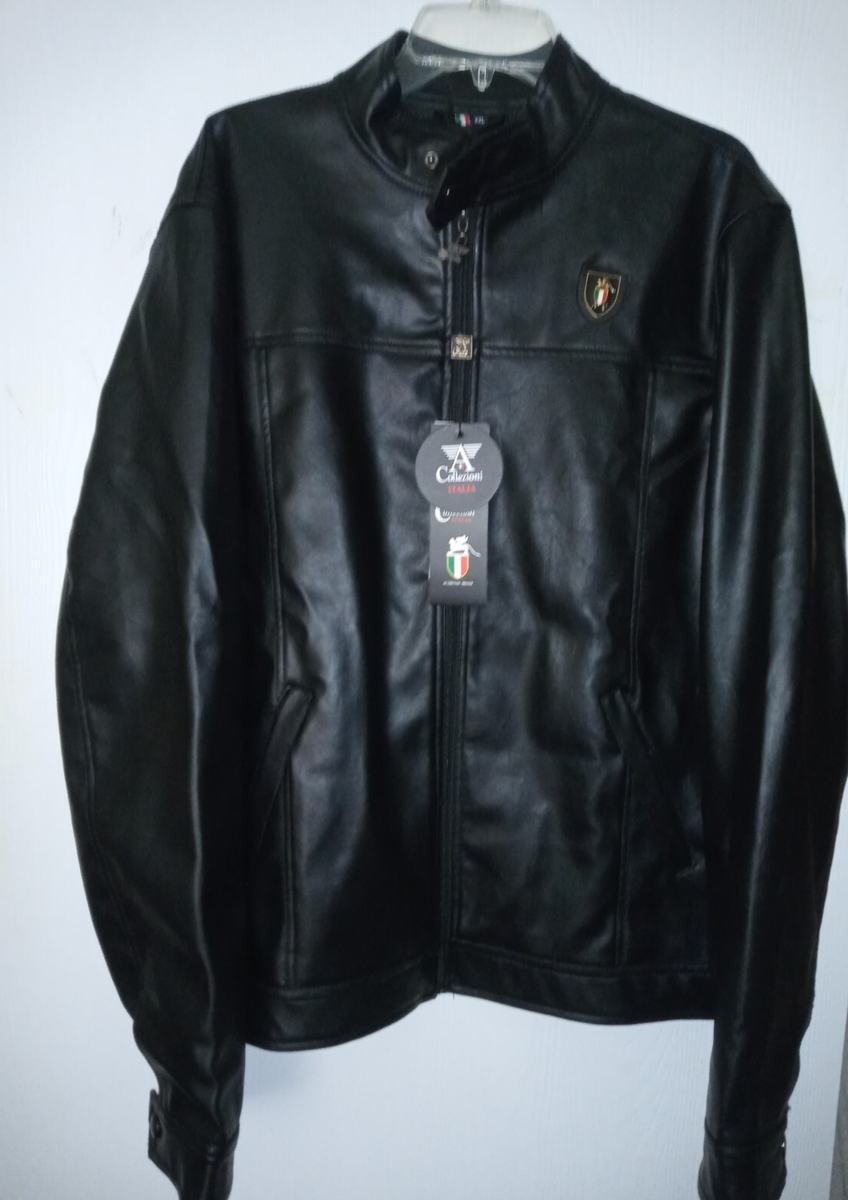 A Collezioni Mens 2X Faux Leather Jacket Size XXL Motorcycle Moto