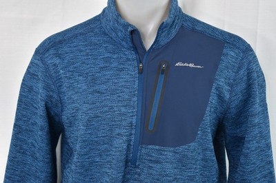 EDDIE BAUER FIRST ASCENT Tall Large Men's Textured Fleece 1/4 Zip Pullover Blue