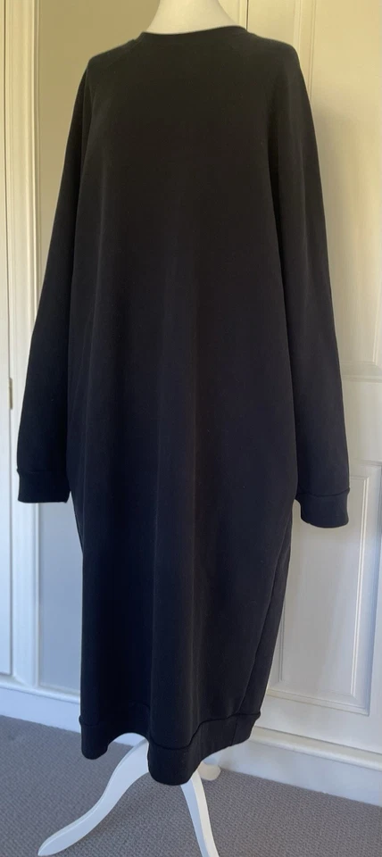 Raey Preloved Oversized Black Cotton-Jersey Sweatshirt Dress UK12 RRP £295.00 - Image 3 of 4