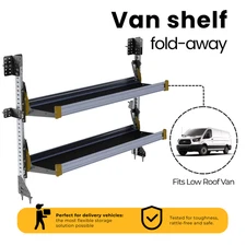 Aluminum Fold-Away Shelf 72 × 22 × 51 in – For Low Roof Delivery Van | F4-RA60-2